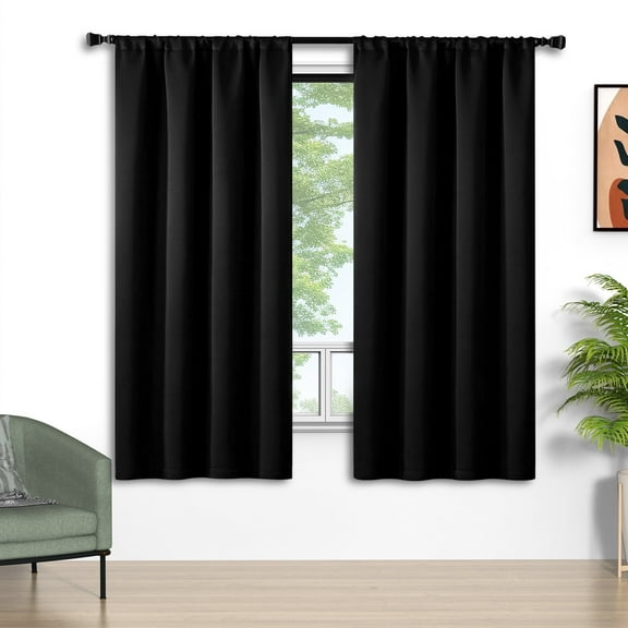 Blackout Curtains 2 Panels Set, 52x72 inch Rod Pocket Room Darkening Curtains, Thermal Insulated Window Drapes Summer Heat, Solid Privacy assured Curtains for Bedroom Living Room