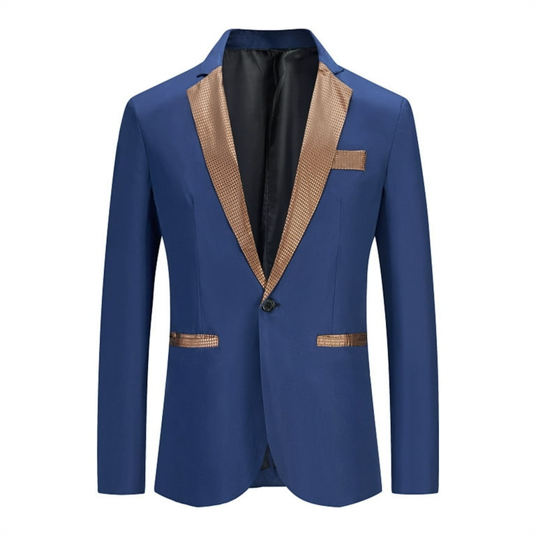 blazer for menSuit men s jackets casual suits fashion suit jacket suit jacket buttoned suit trend color blocking large sizeBlueM