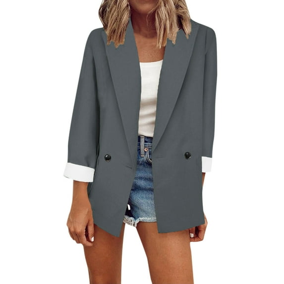 blazer jackets for women casual blazer solid color suit collar long sleeve loose suit womens tops