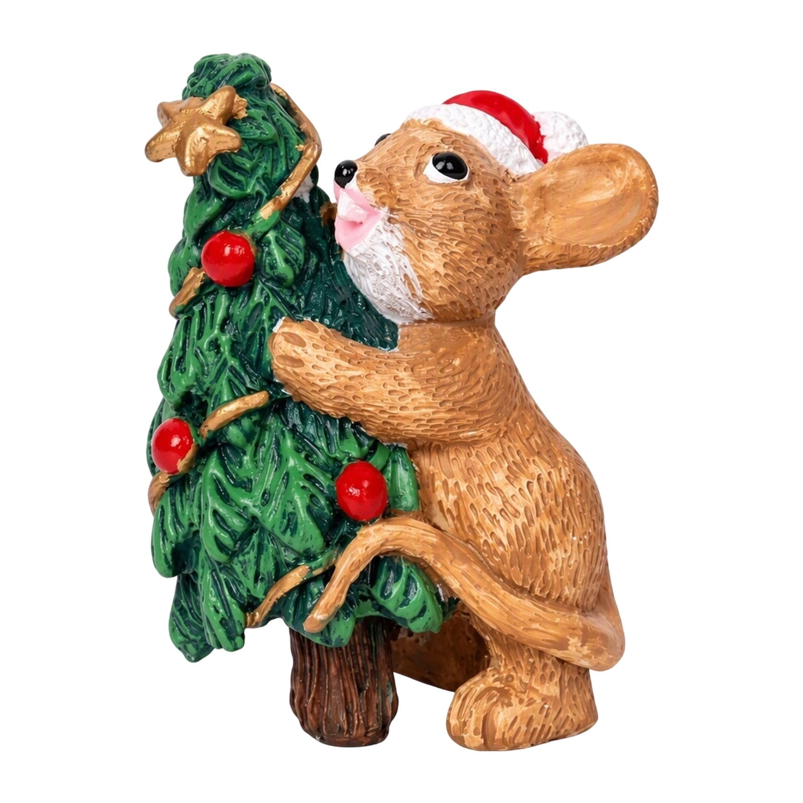 bldnkj Christmas Animal Figurine with Tree, 1 Brown Holiday Character ...