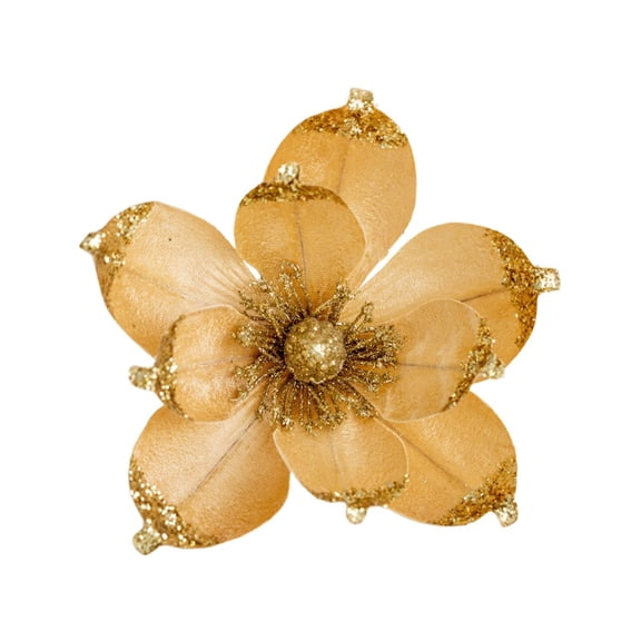 bldnkj Gold Christmas Artificial Magnolia Flower, 20 cm Cloth Floral Ornament for Tree and Wreath
