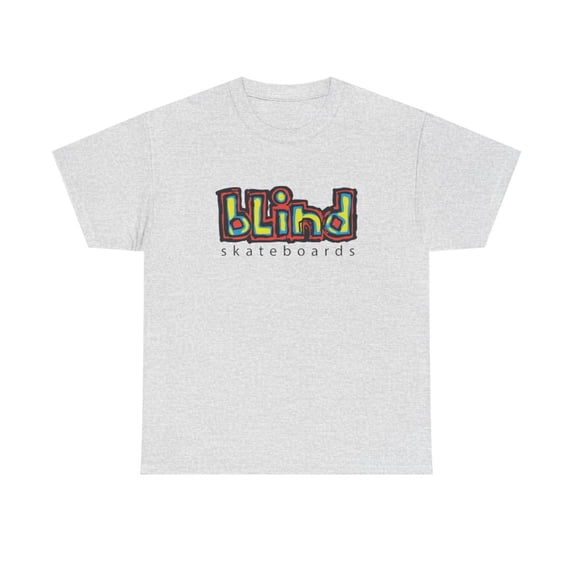 blind skateboards Vintage Logo v1 Yellow Gonz Retro Classic Skate TShirt Print - Ash / XL
