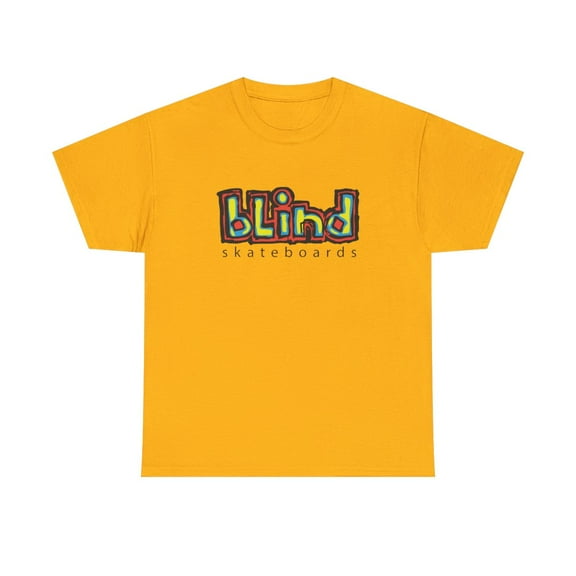 blind skateboards Vintage Logo v1 Yellow Gonz Retro Classic Skate TShirt Print - Gold / XL