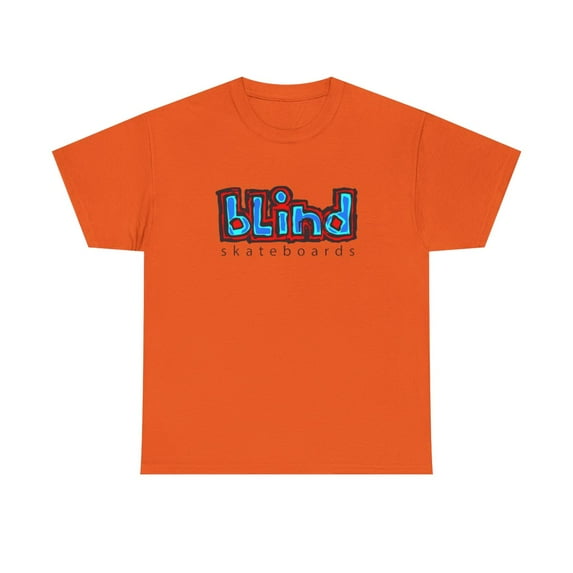 blind skateboards Vintage Logo v3 Creager Blue Retro Classic Skate TShirt Print - Orange / 3XL