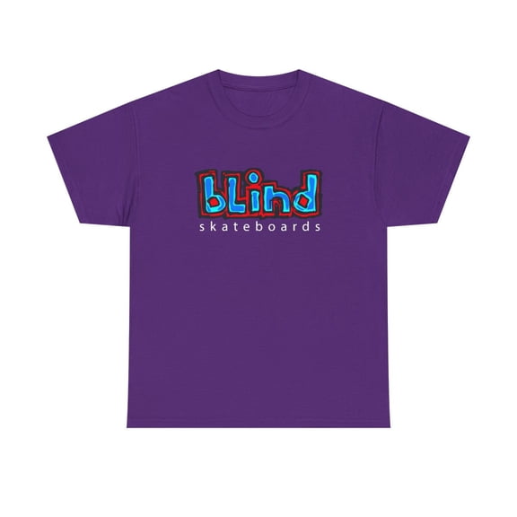 blind skateboards Vintage Logo v3 Creager Blue Retro Classic Skate TShirt Print - Purple / M