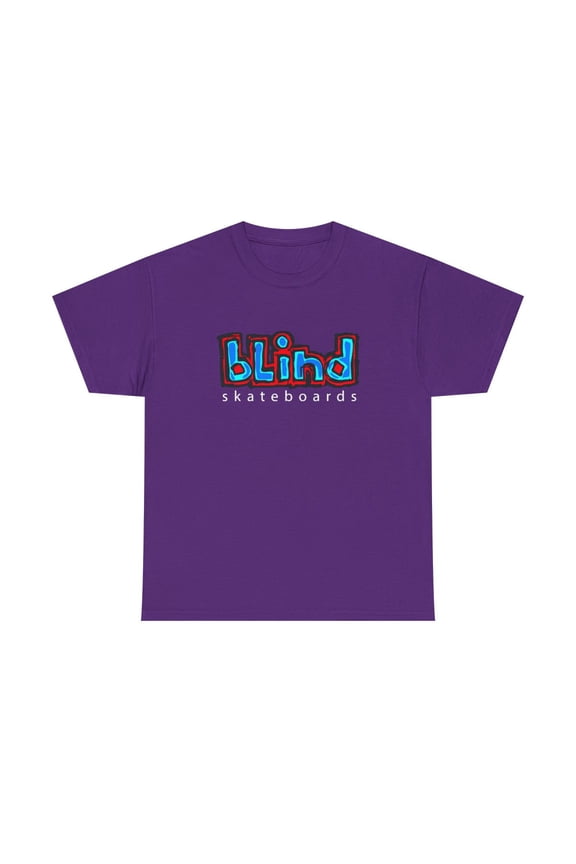 blind skateboards Vintage Logo v3 Creager Blue Retro Classic Skate TShirt Print - Purple / M