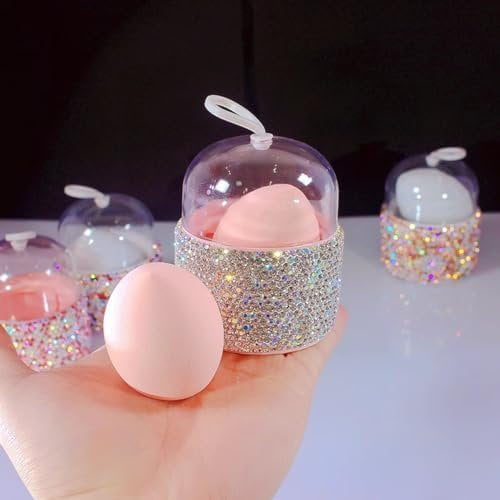 bling Capsule Makeup Sponge Set - -Use Sponge, Sponge Puff, Makeup Egg Shape, Storage Container ()
