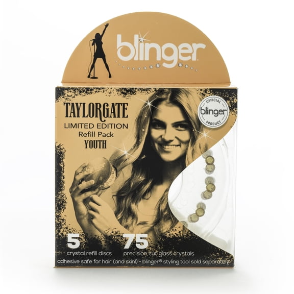 blinger® Limited Edition Reflections Crystal Refill Packs | 75 Precision-Cut Glass Crystals | Gold 5 MM | Gem Stamper Not Included