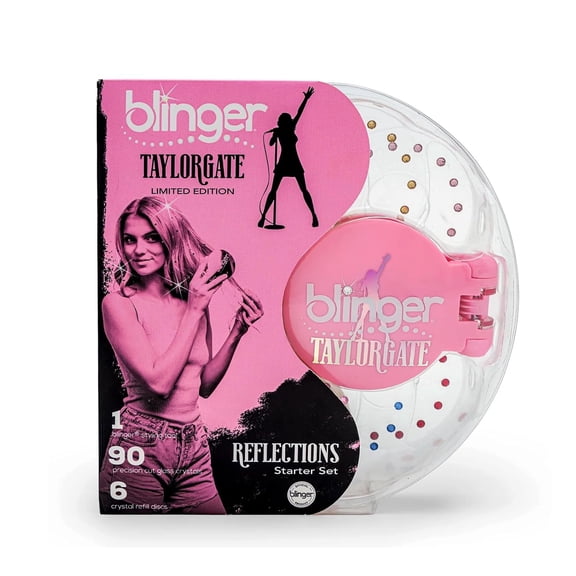 blinger® Limited Edition Reflections Starter Set | Hair Safe Gem Stamper + 90 Precision-Cut Glass Crystals