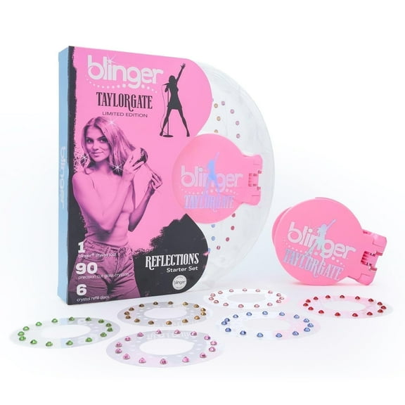 blinger® Limited Edition Reflections Starter Set | Hair Safe Gem Stamper   90 Precision-Cut Glass Crystals