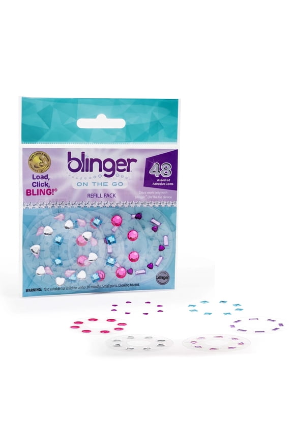 ® Mini (On the Go) Refill Pack with 48 Colorful Hair-Safe Gems - Sweet | Gem Stamper Not Included