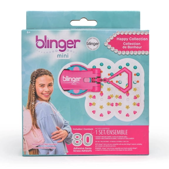 blinger® On The Go Mini Gem Stamper with 80 Hair Safe Jewels Perfect Gifts for Kids, Girls - Pink