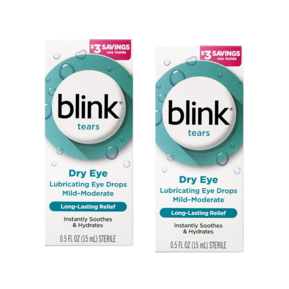 blink Tears Lubricating Eye Drops Mild-Moderate Dry Eye, 0.5 FL OZ 15 ml - 2-Pack