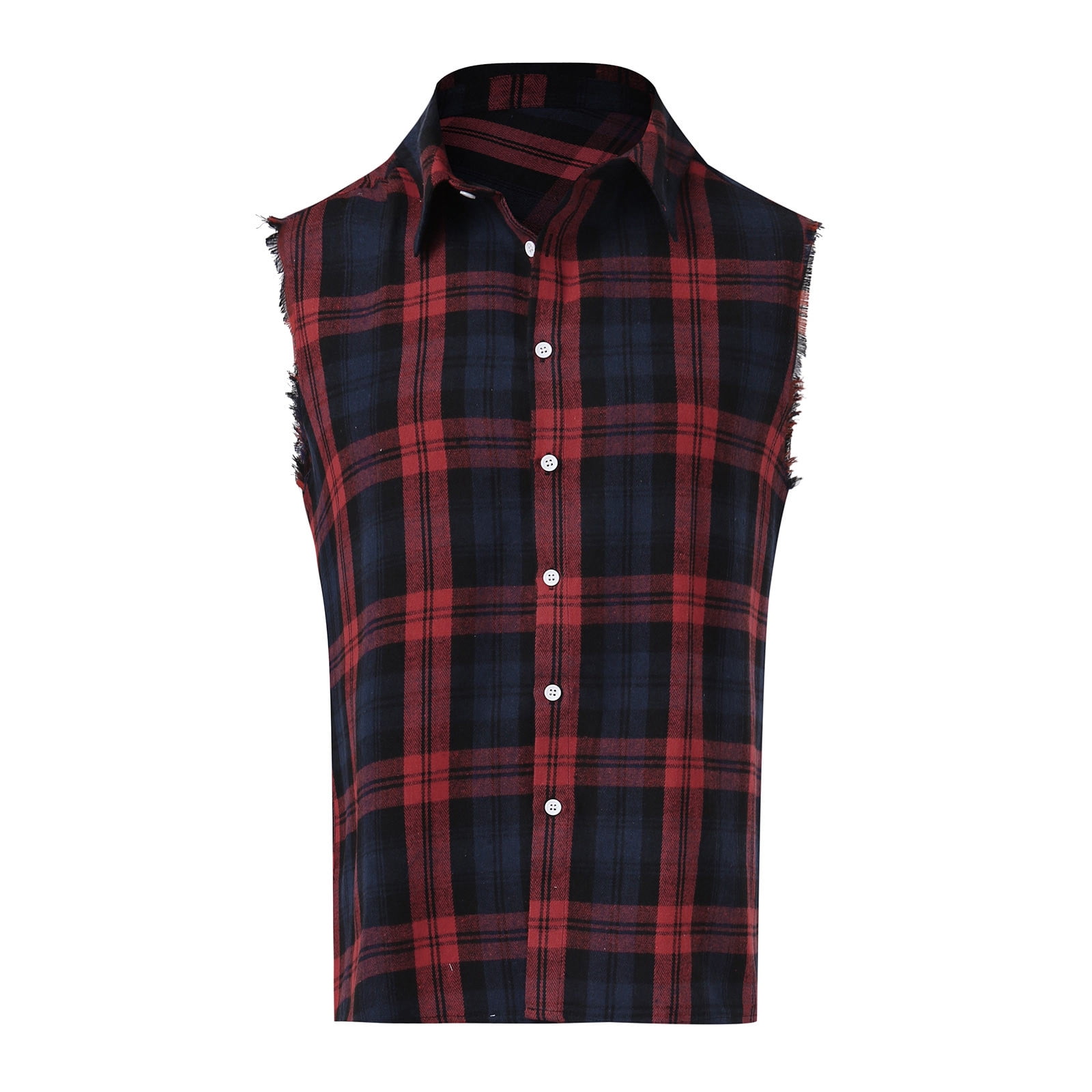 blocloalo Men s Sleeveless Flannel Plaid Shirts Lightweight Casual Button Down Vest Shirts Walmart