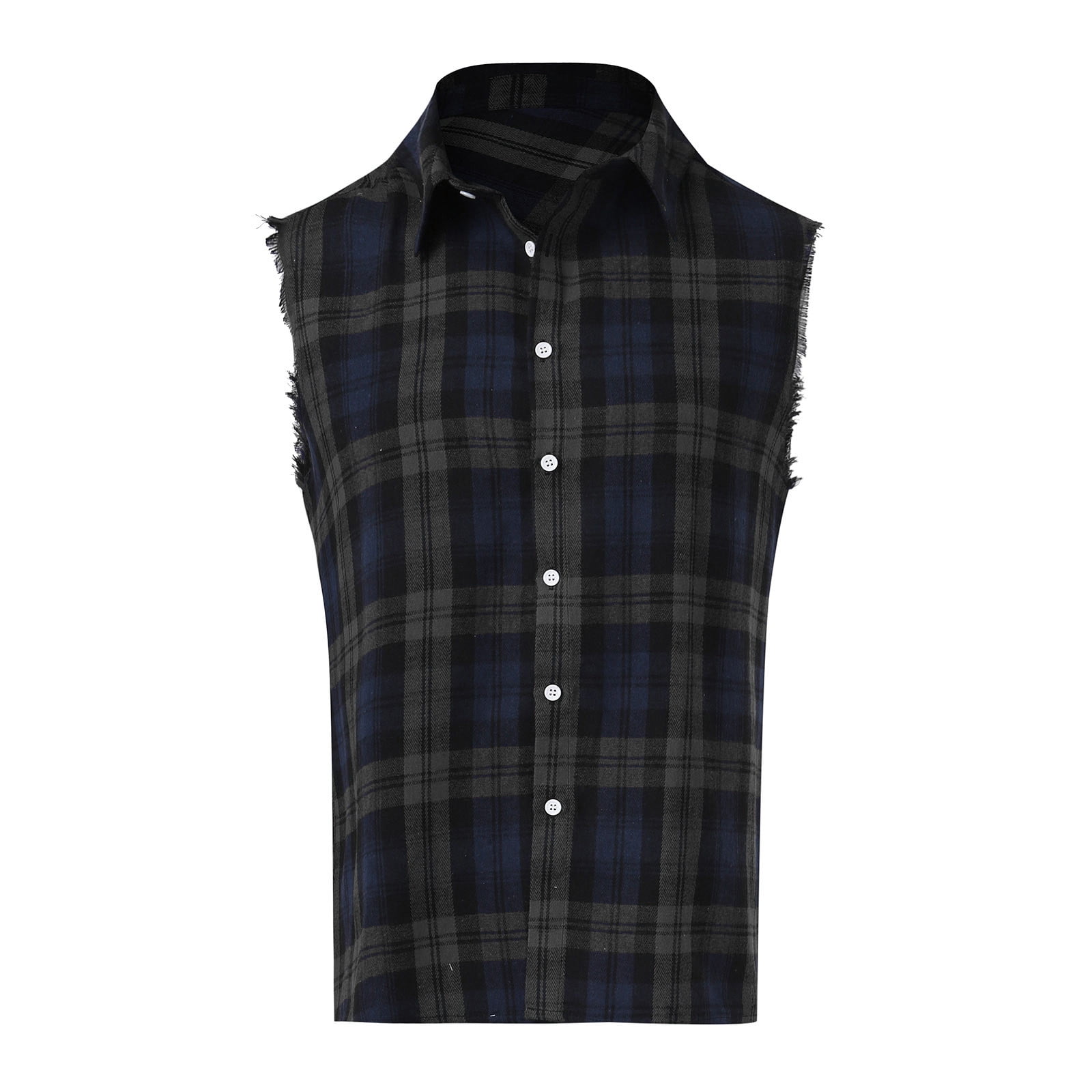 blocloalo Men's Sleeveless Flannel Plaid Shirts Lightweight Casual