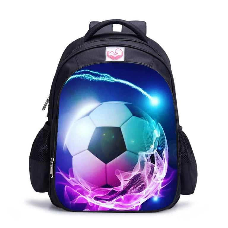 blocloalo Sports Bag Soccer Backpack For Boys Soccer Print Backpack Cool Football Pattern School Bag Soccer Backpack