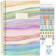 bloom daily planners 2024-25 Soft Cover Planner, 5.5" x 8.25", Watercolor Waves