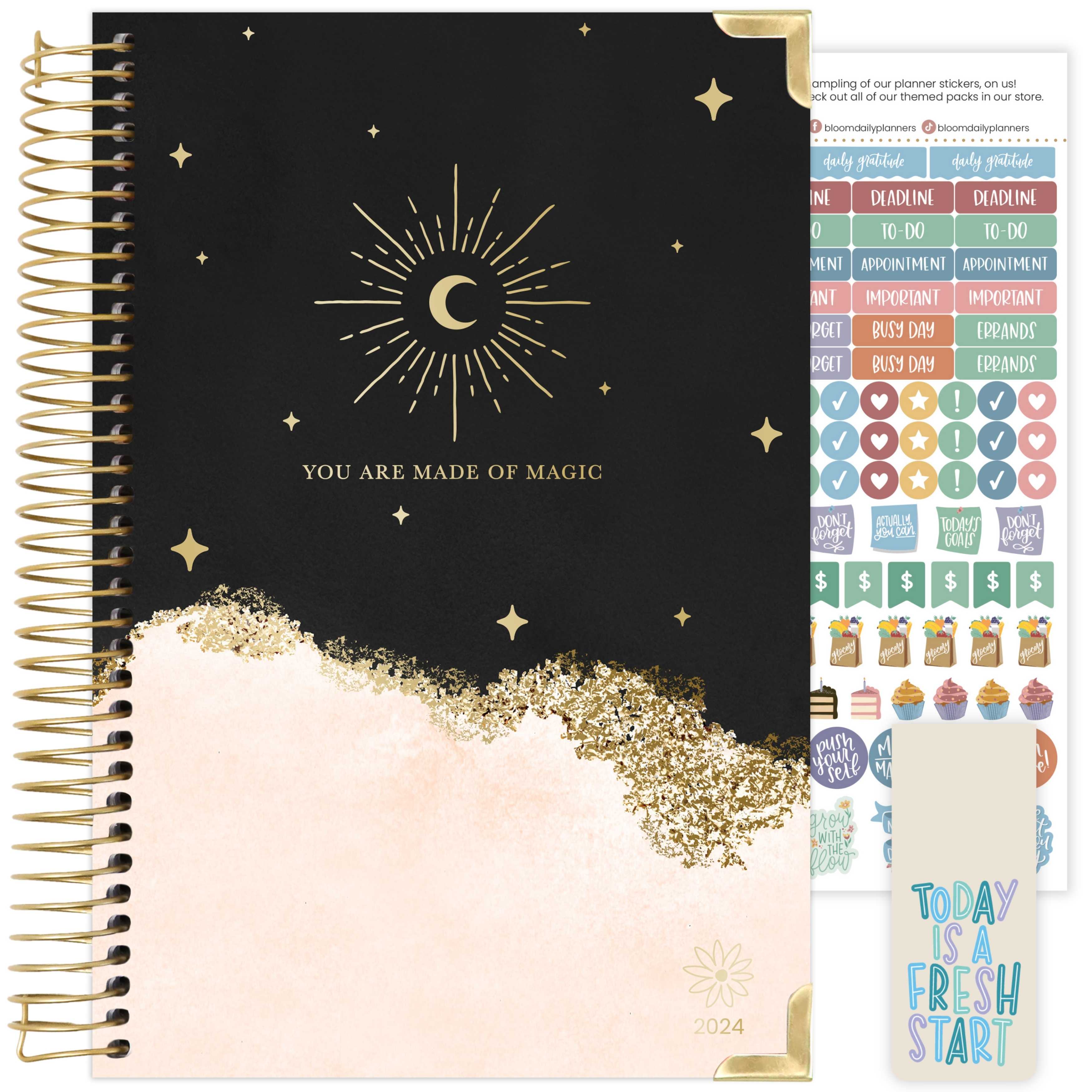 bloom daily planners 2024 Hard Cover Planner, 5.5" x 8.25", Celestial