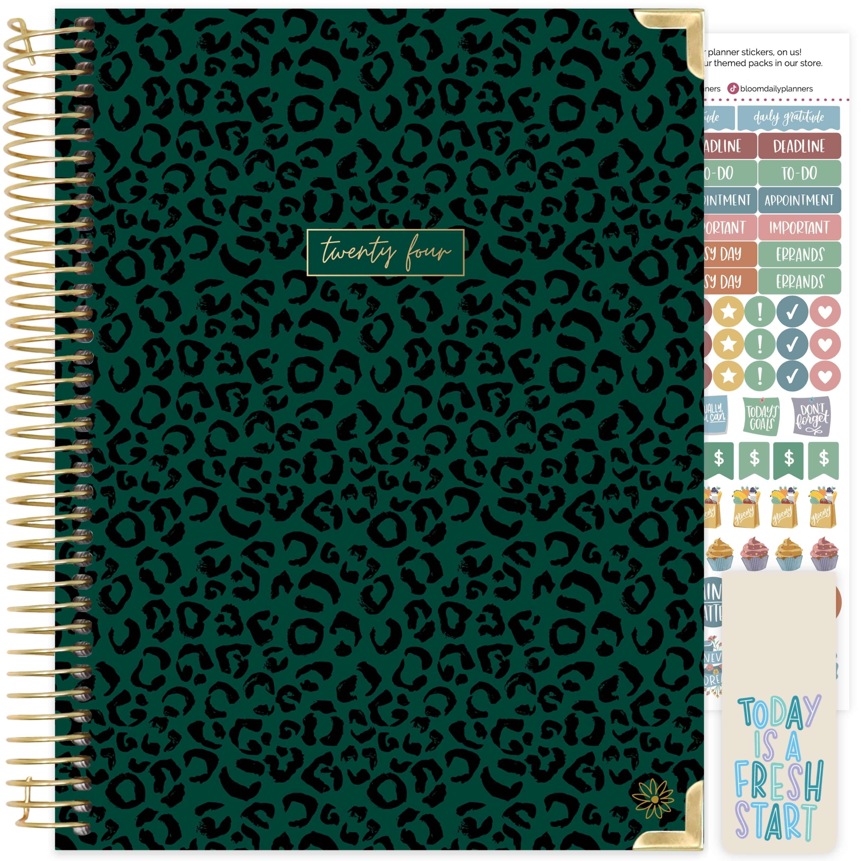 bloom daily planners 2024 Hard Cover Planner, 8.5" x 11", Leopard