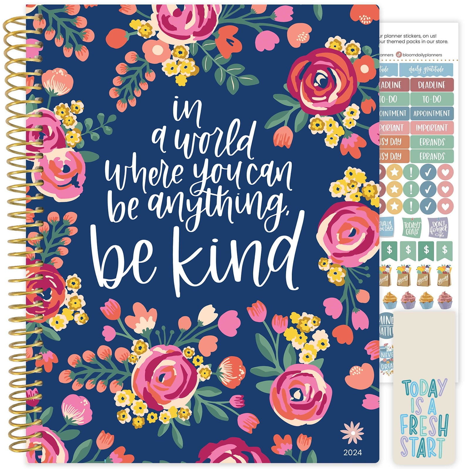 bloom daily planners 2024 Soft Cover Planner, 8.5" x 11", Be Kind