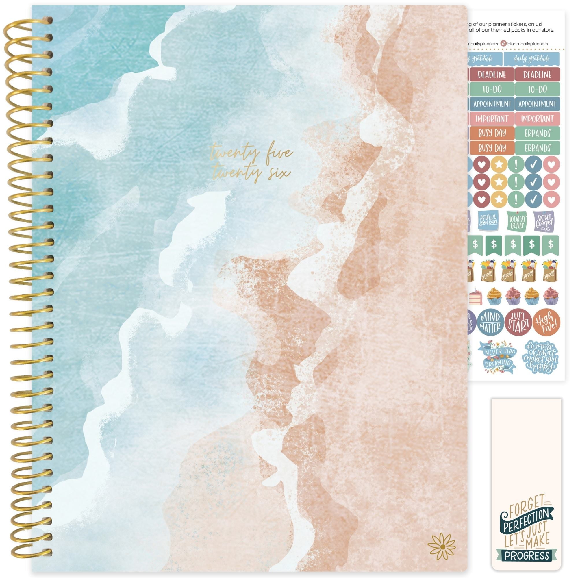 bloom daily planners 2025-26 Soft Cover Planner, 8.5" x 11", Ocean Oasis