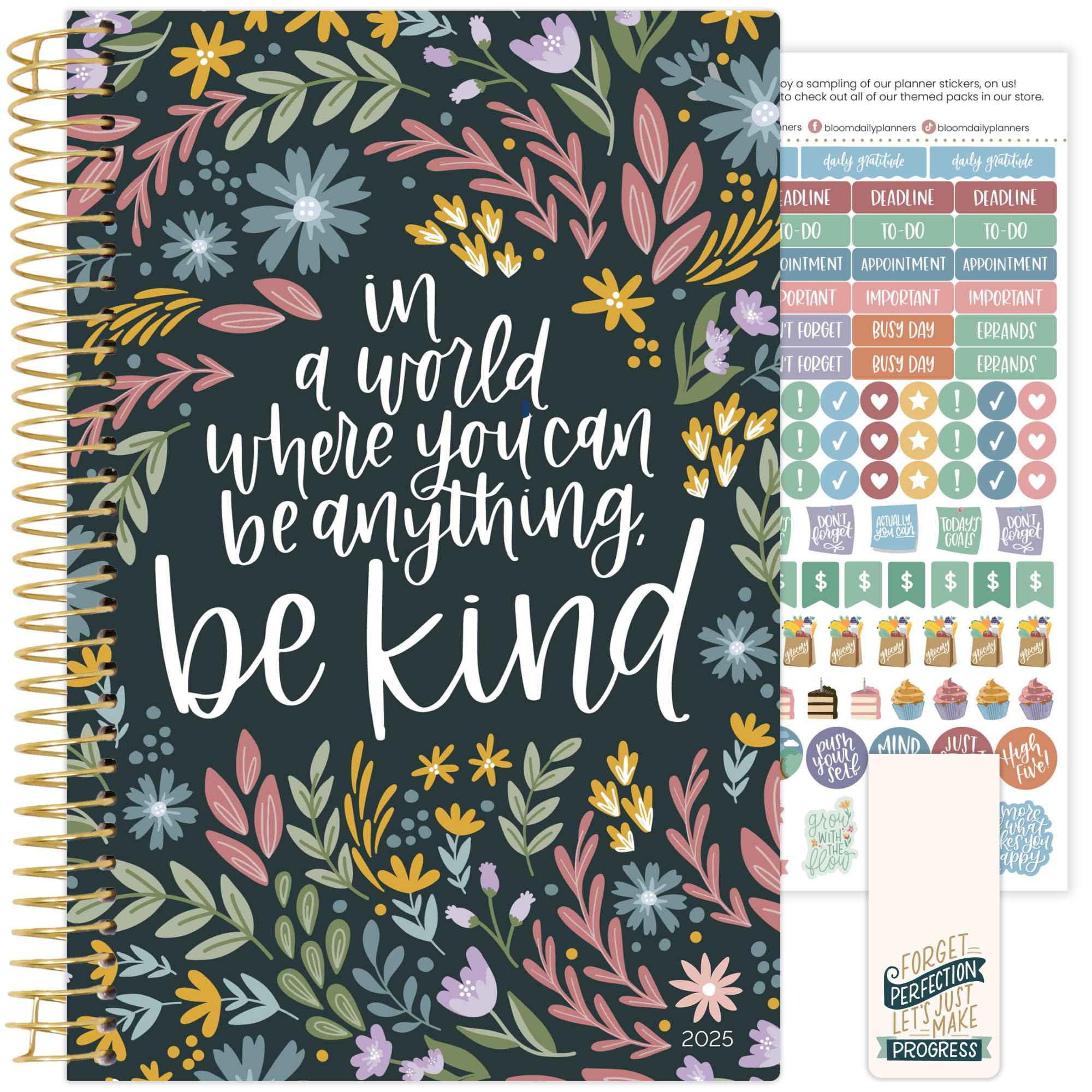 bloom daily planners 2025 Soft Cover Planner, 5.5" x 8.25", Be Kind