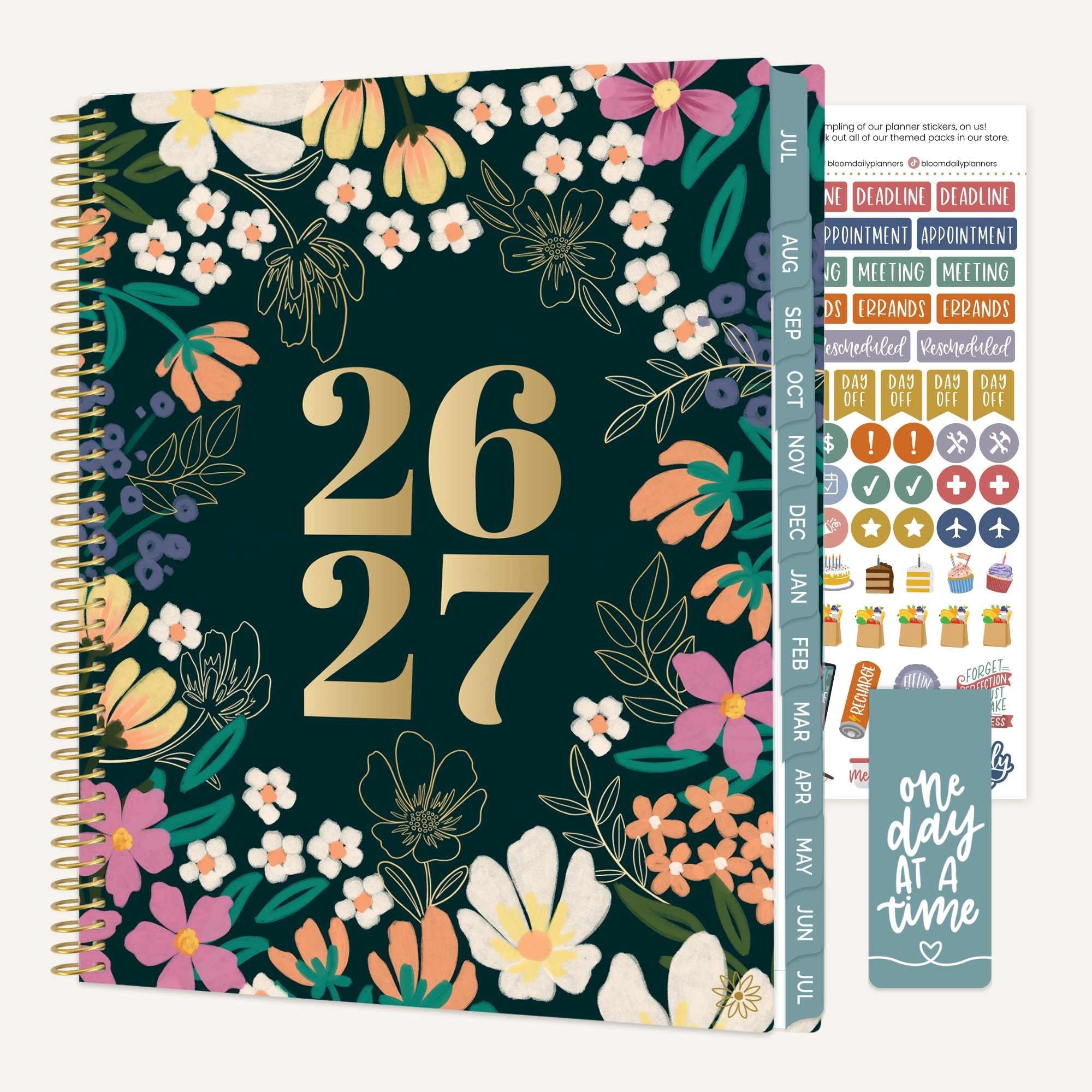 bloom daily planners 2026-2027 Academic Planner, 13 Month Monthly & Weekly, 8.5" x 11" Soft Cover, Stickers Included, Blooming Wildly