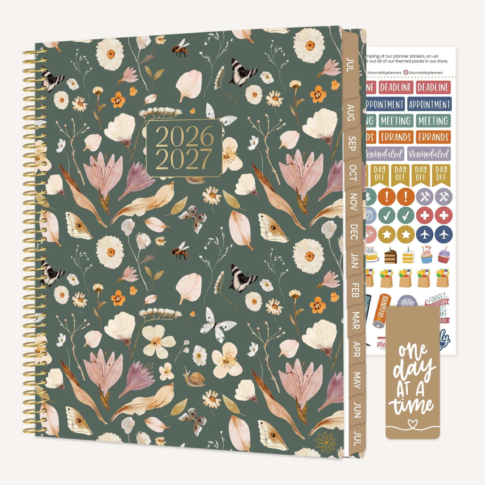 bloom daily planners 2026-2027 Academic Planner, 13 Month Monthly & Weekly, 8.5" x 11" Soft Cover, Stickers Included, Butterfly Garden