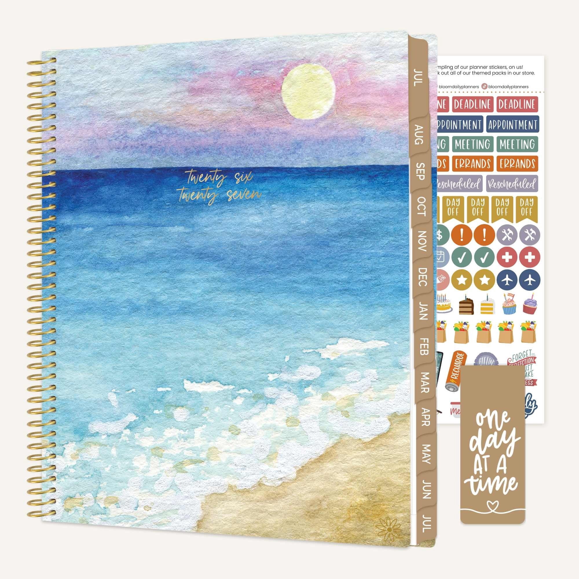 bloom daily planners 2026-2027 Academic Planner, 13 Month Monthly & Weekly, 8.5" x 11" Soft Cover, Stickers Included, Coastal Calm