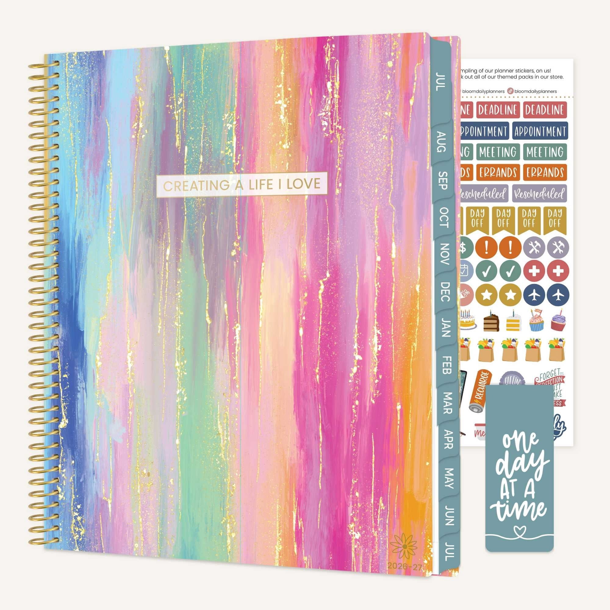 bloom daily planners 2026-2027 Academic Planner, 13 Month Monthly & Weekly, 8.5" x 11" Soft Cover, Stickers Included, Creating a Life I Love
