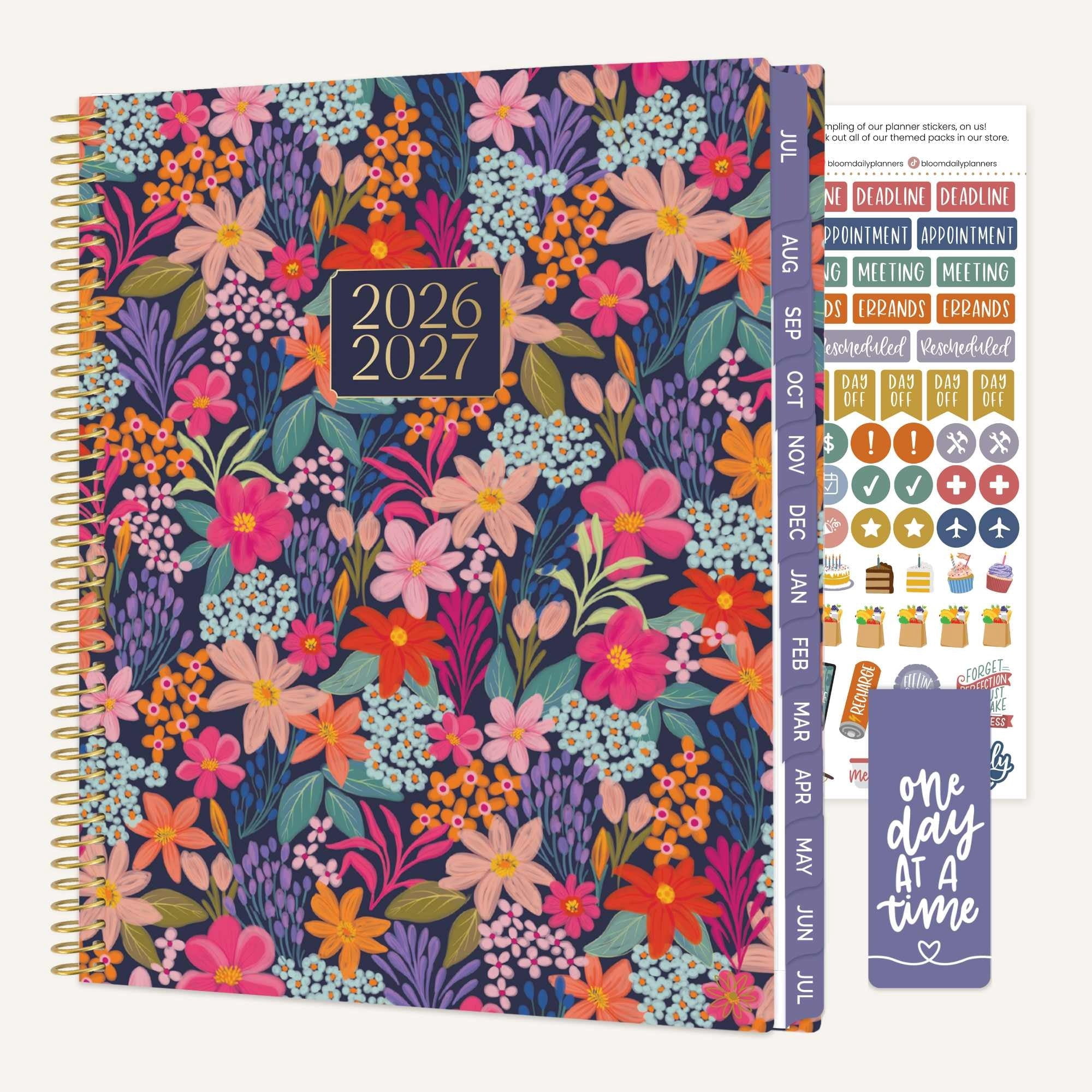 bloom daily planners 2026-2027 Academic Planner, 13 Month Monthly & Weekly, 8.5" x 11" Soft Cover, Stickers Included, Floral Fiesta