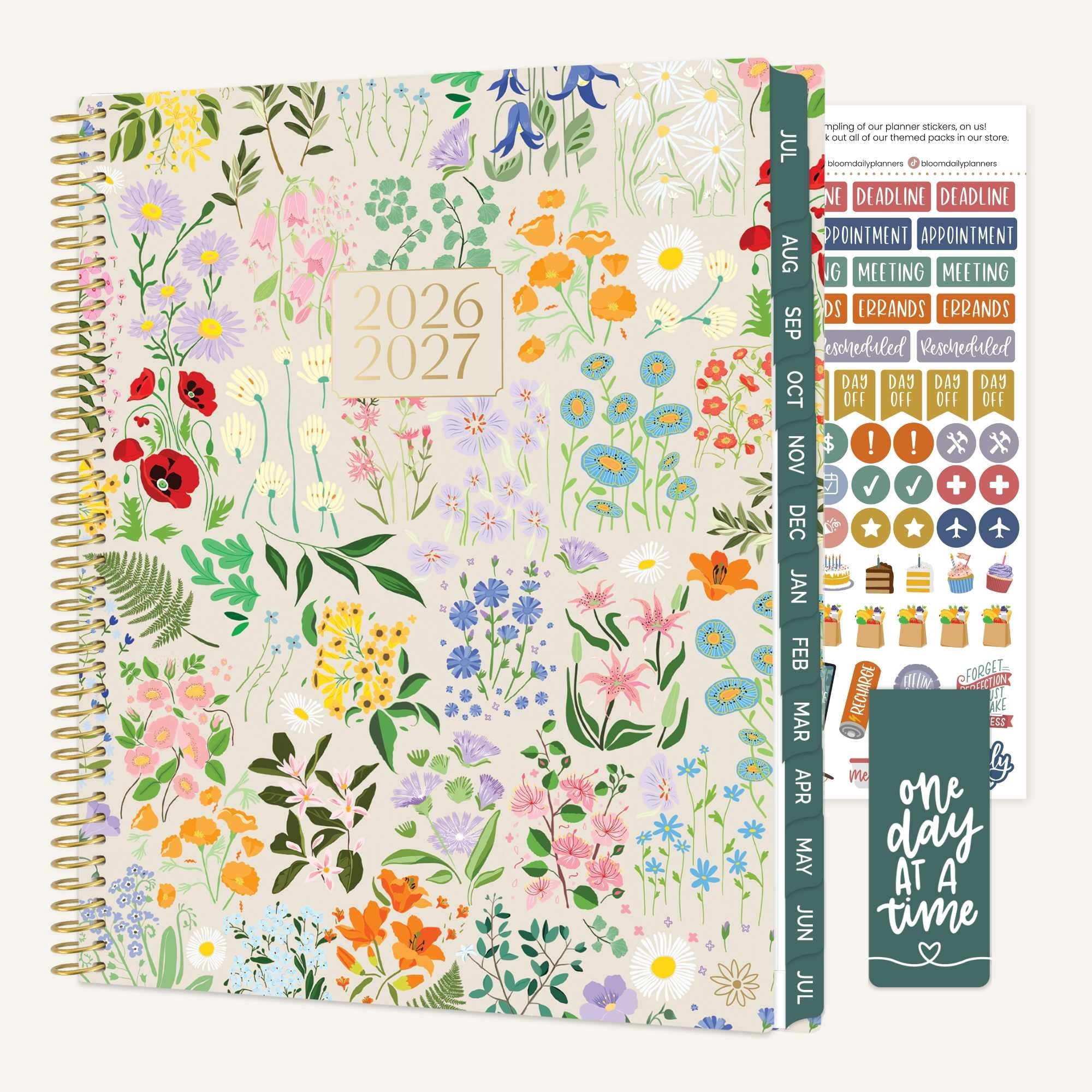 bloom daily planners 2026-2027 Academic Planner, 13 Month Monthly & Weekly, 8.5" x 11" Soft Cover, Stickers Included, Garden Party