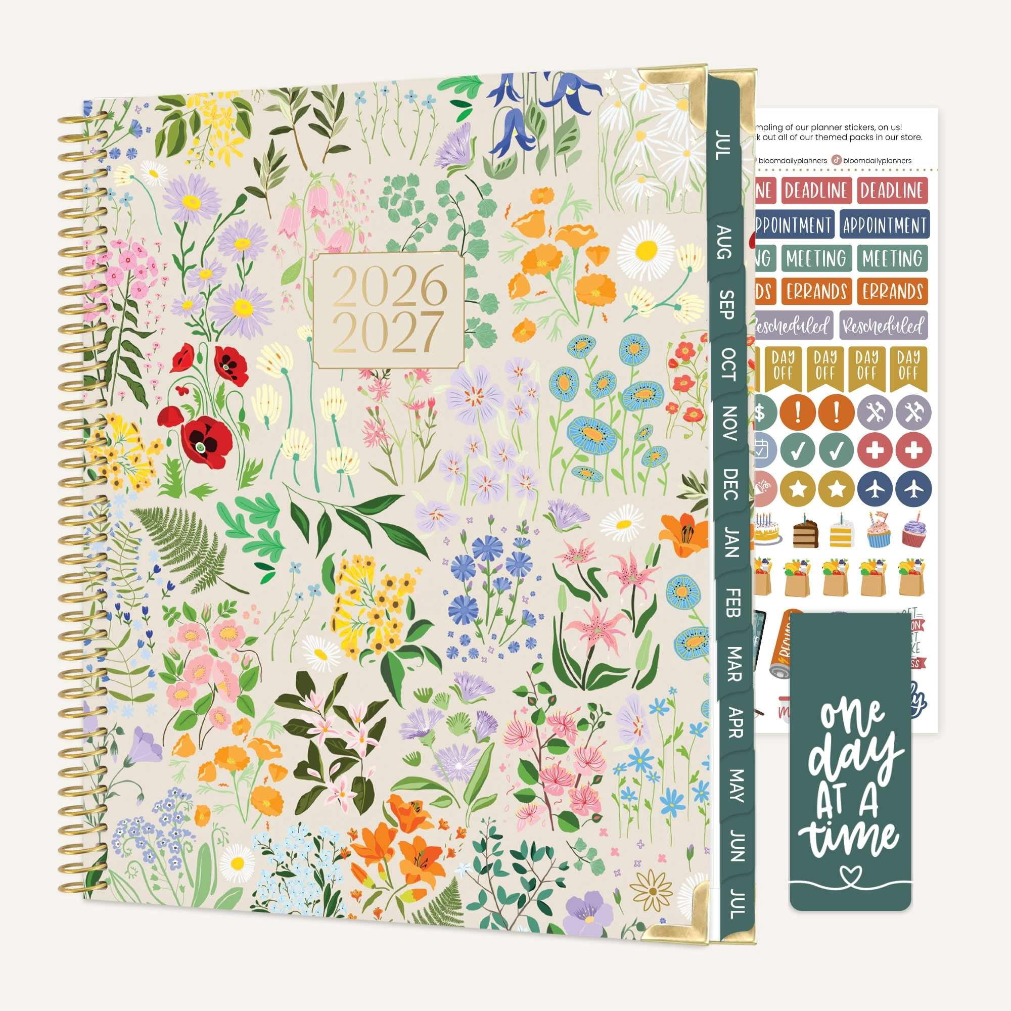 bloom daily planners 2026-2027 Academic Planner, 13-Month Monthly & Weekly Hard Cover, 8.5" x 11", Garden Party