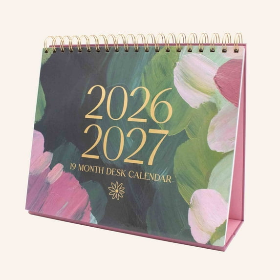bloom daily planners 2026 Standing Flip Desk Calendar, 8" x 10", Monthly Organizer, Paint Strokes