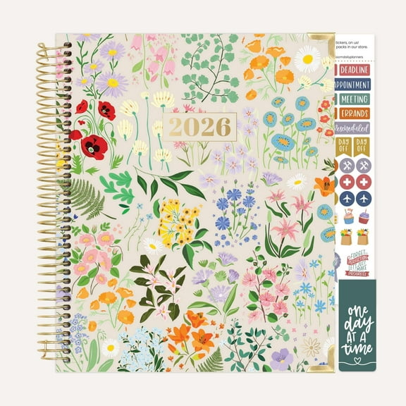 bloom daily planners 2026 Vision Planner, 7.5" x 9", Monthly & Weekly Agenda Organizer, Garden Party Beige