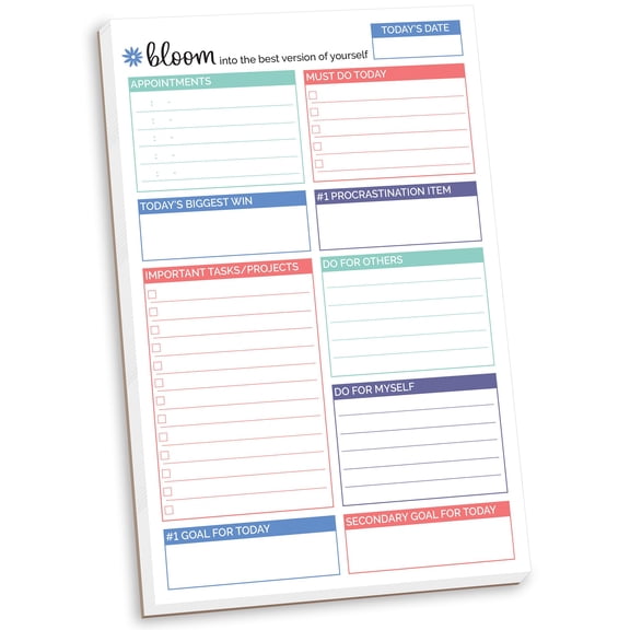 bloom daily planners Double Sided Planning Pad, Teal, 6" x 9"