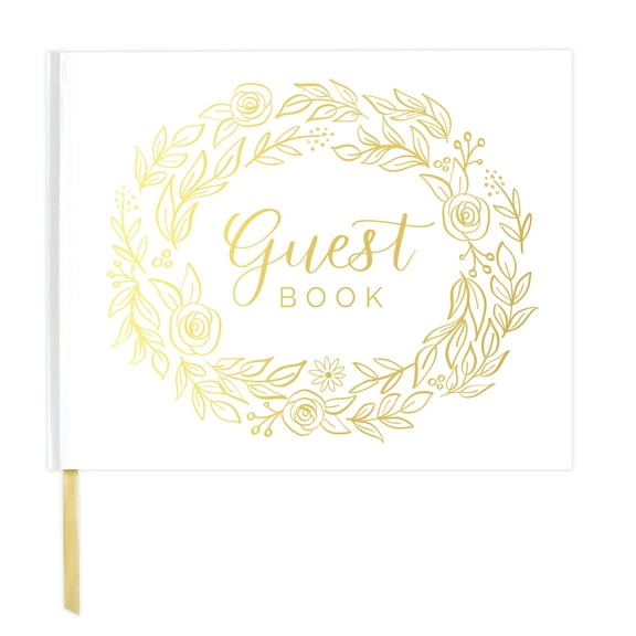 bloom daily planners Guest Book / Guest Planner, Gold Floral