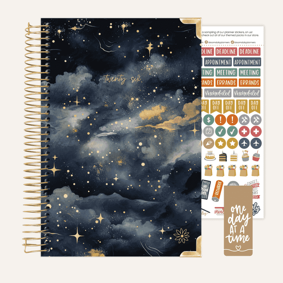 bloom daily planners Hardcover 2026 Planner, 5.5" x 8.25" Monthly & Weekly Inspirational Agenda Book, Midnight Sky