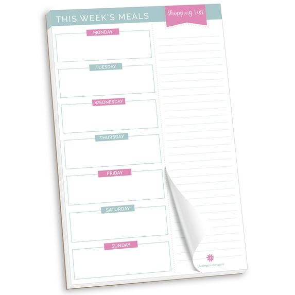 bloom daily planners Meal Planning Pad, 6" x 9", 60 Sheets
