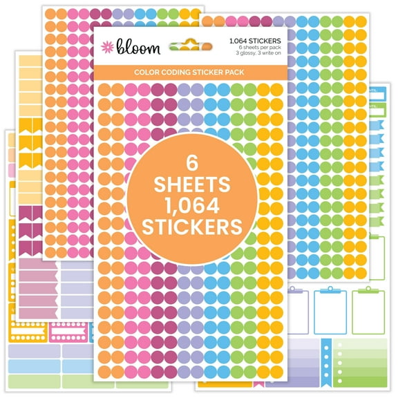 bloom daily planners Planner Sticker Pack, Color Coding, Bright