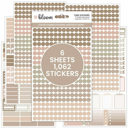 bloom daily planners Planner Stickers, Color Coding Pack, Aesthetic Boho