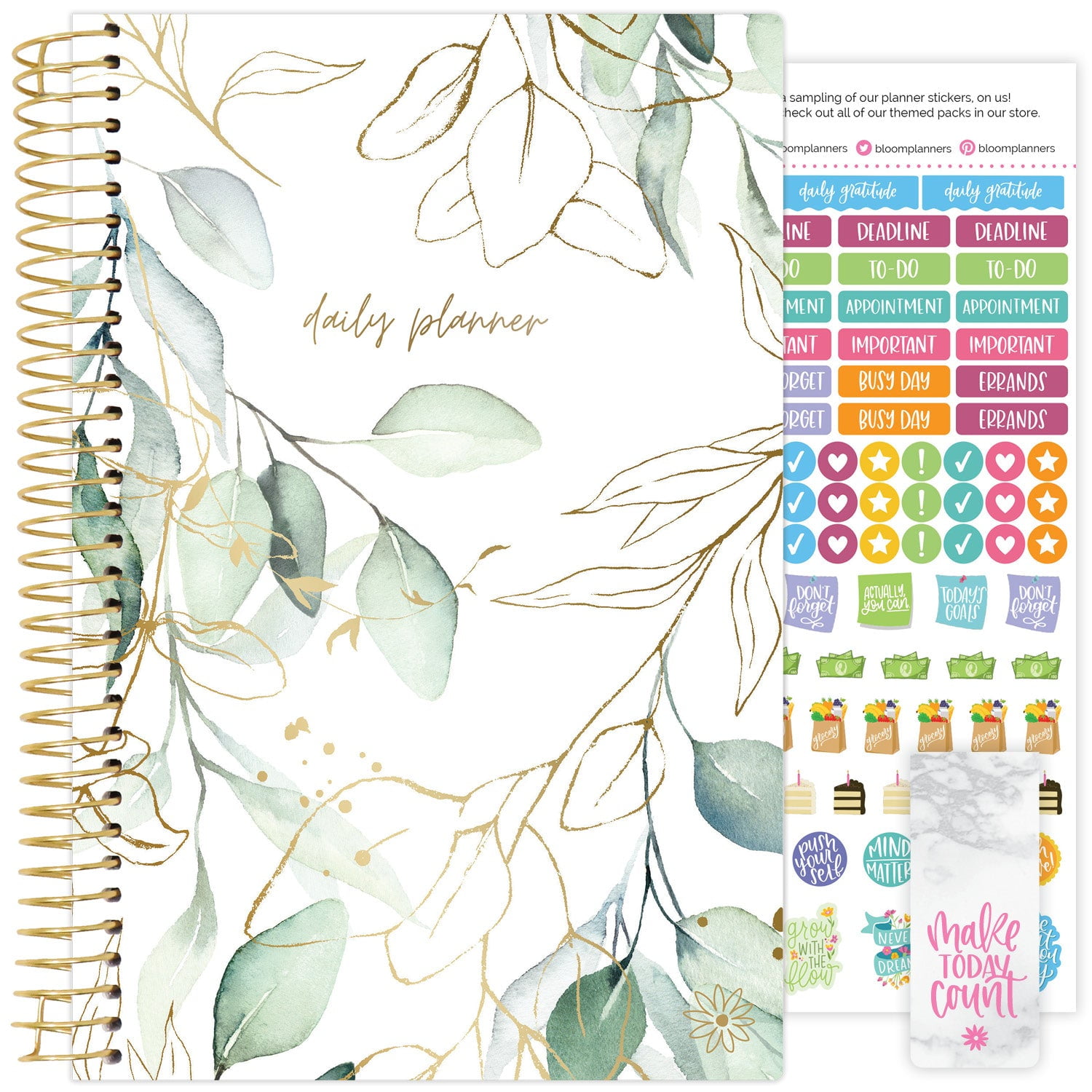 bloom daily planners Undated Soft Cover Planner, 5.5" x 8.25", Eucalyptus