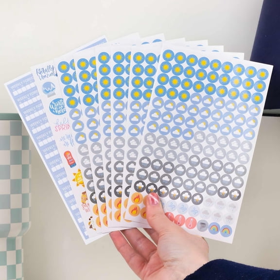 bloom daily planners Weather Planner Stickers, 8 Sheets (800+ Stickers), Repositionable, Forecast Icons Pack