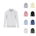 thumbnail image 1 of blouse for women floral blouses for women blouses women silky Ladies Casual Spring Summer Cotton Linen Lapel Tie Pocket Long Sleeve Shirt, 1 of 5