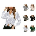 thumbnail image 1 of blouses for women womens blouses dressy casual spring blouses women floral print New Spring And Summer Fashionable And Casual Women's Satin Imitation Silk Long Sleeved Shirt, 1 of 5