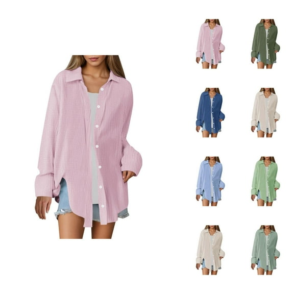 blouses for women womens blouses dressy casual spring blouses women floral print Women's Oversized Solid Shirt Loose Fit Breathable Fabric Casual Fashion Top