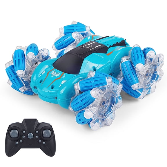 blue 2.4G Rc Stunt Car 360° Rotation Double-Side Driving Music Lights Off-Road Vehicle Toy For Boys Girls With Anti-Slip Tires Gesture Control 630G