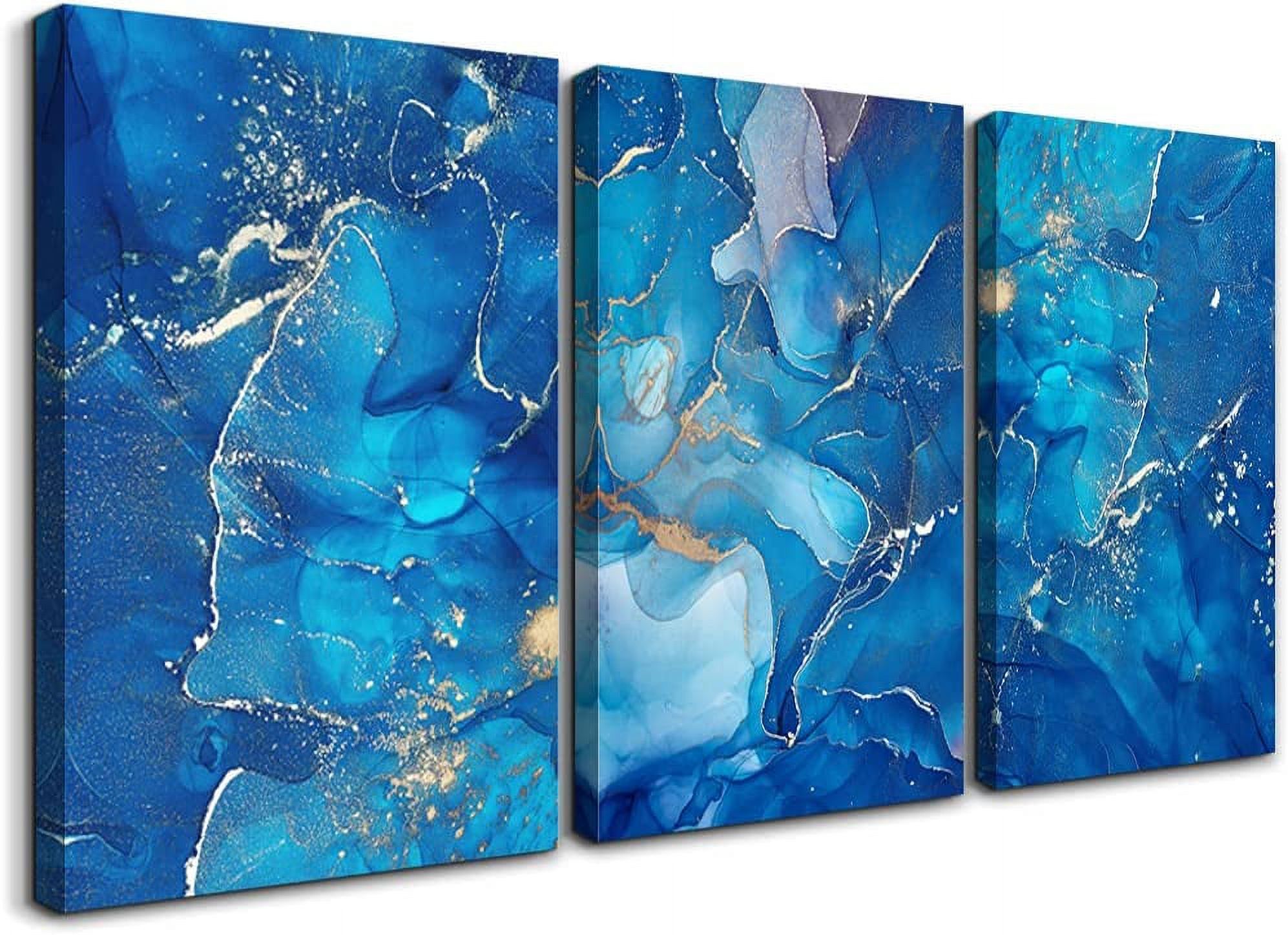 Blue Abstract Canvas Art Prints Wall Art Paintings For Living Room 