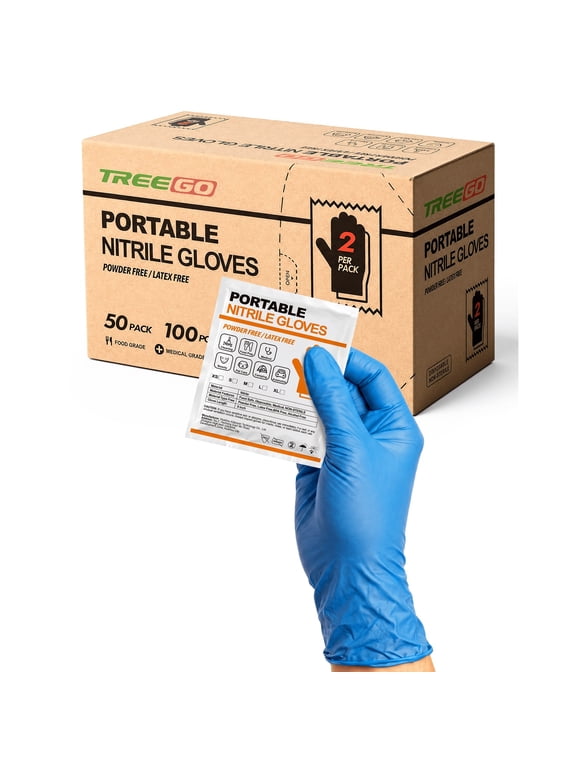 blue Individually Wrapped 5 Mil Nitrile Gloves Large, 50 Packs