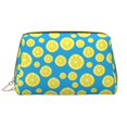 thumbnail image 1 of blue Lemon Makeup Bag, Large Capacity Travel Cosmetic Bag for Women Girls- Travel Toiletry Bag Leather Portable Waterproof Makeup Case Organizer with Handle, 1 of 4